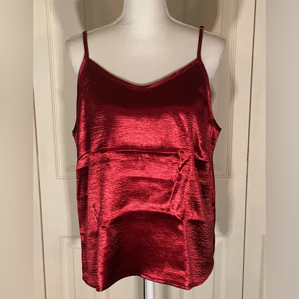 Red Satin Camisole Top, NEW